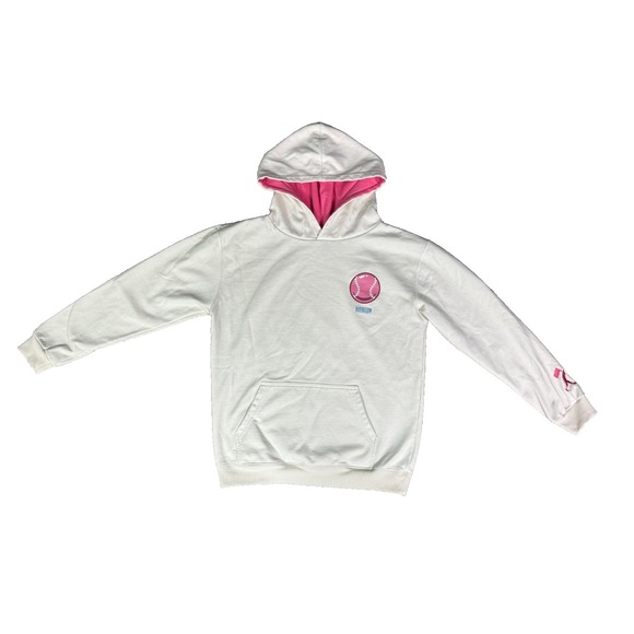 Baseballism Baseball Theme Youth Large Doubles & Bubbles Cream and Pink Hoodie - Picture 10 of 16